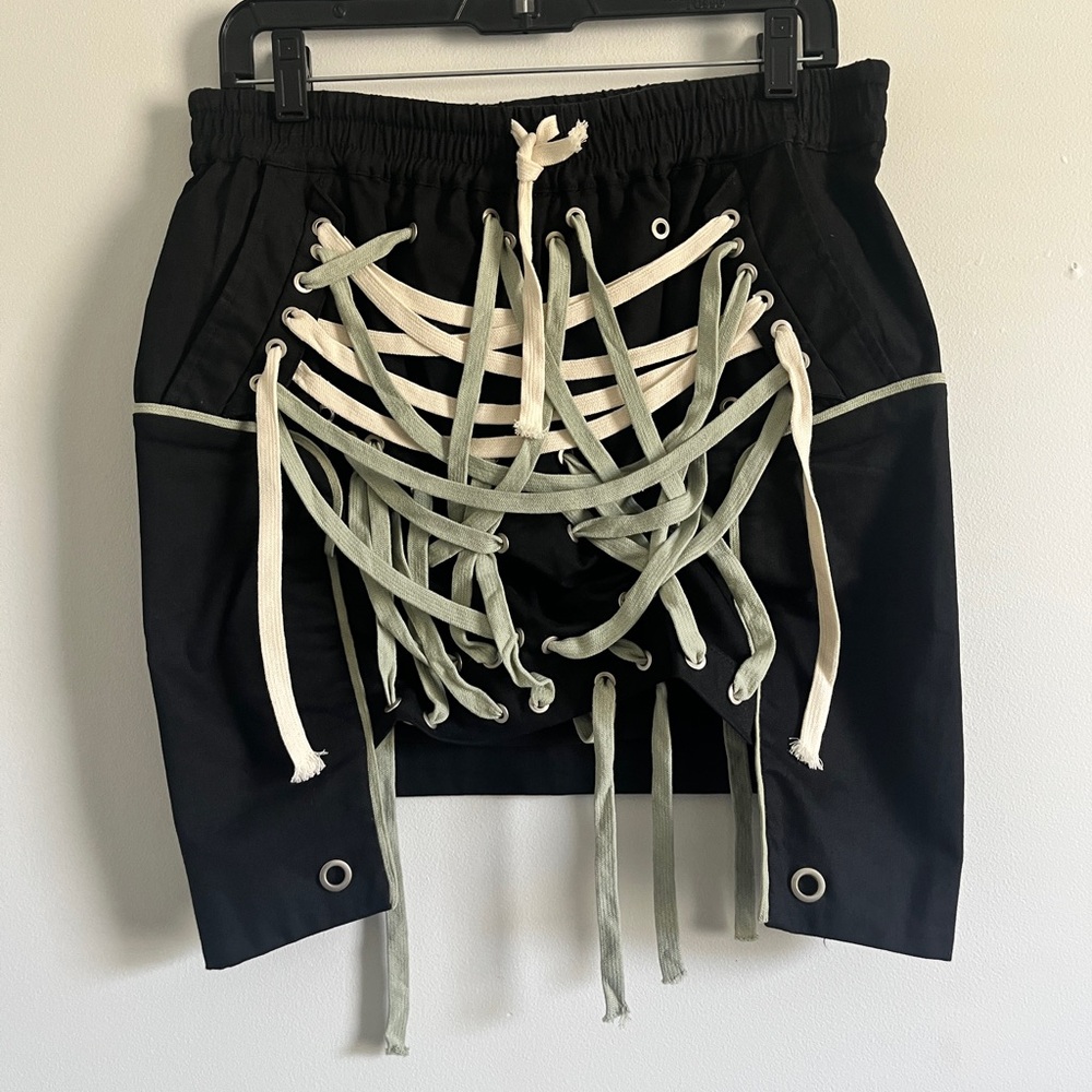 Fashion Nova Black and White Strings Mini Skirt